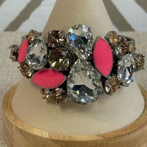 RARE Kate Spade Gorgeous Frosty Floral Chunky Rhinestone Hinged Bracelet